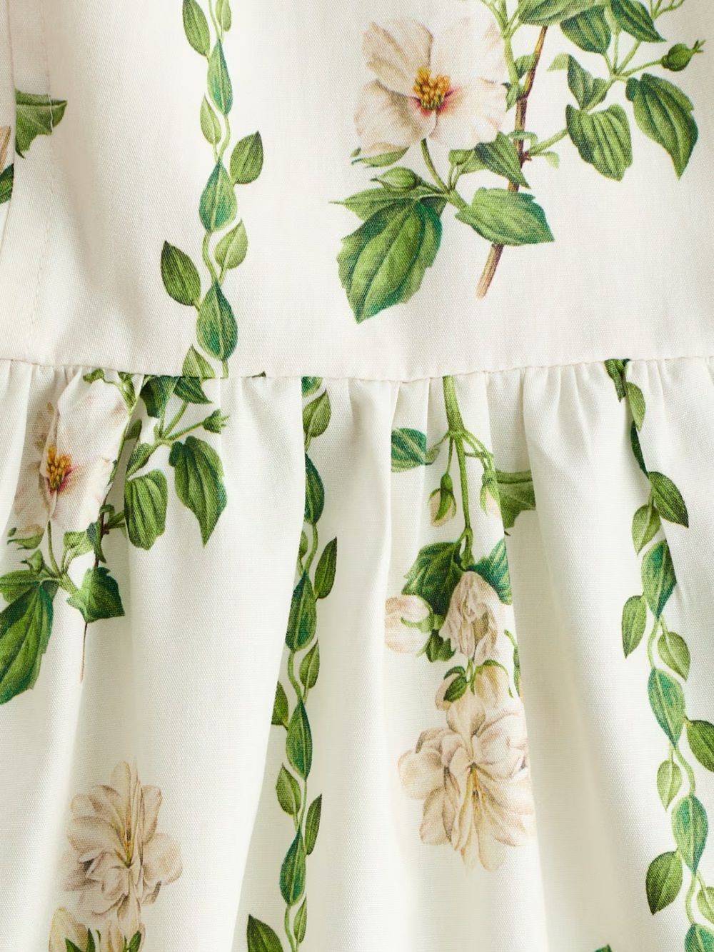 H&M Cotton Flared Skirt Strappy Dress Cream Rose Rosehip Print size S Small - Picture 4 of 4